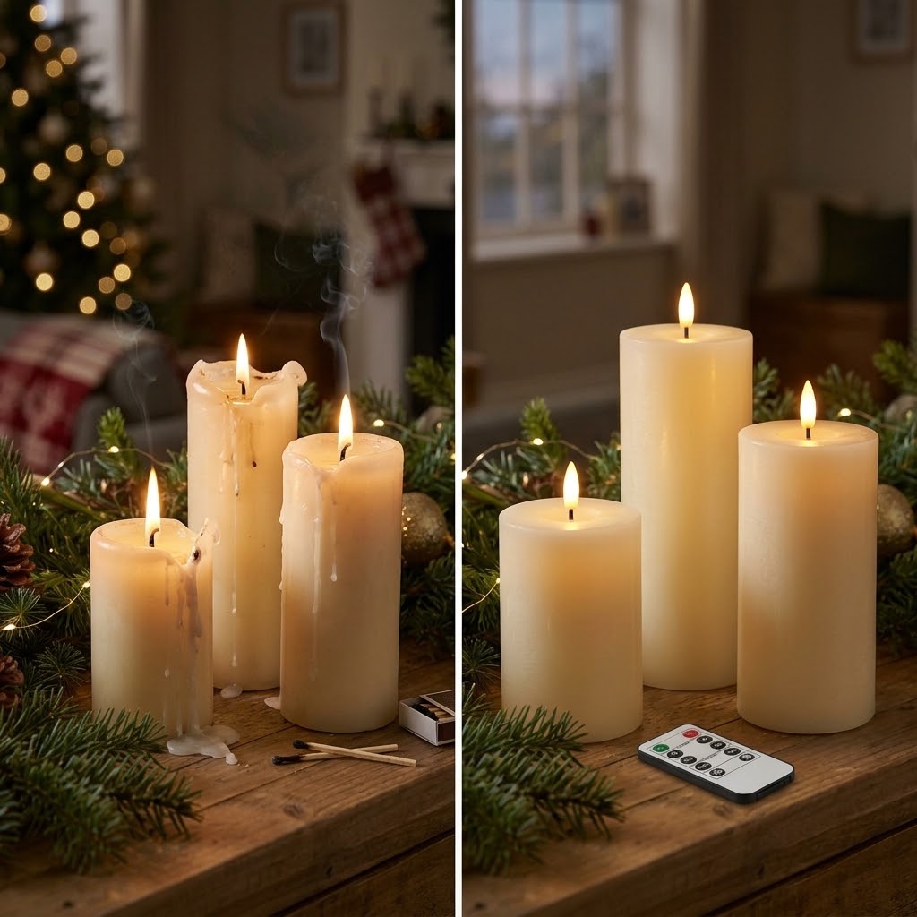 LED Kerzen 3er-Set mit Fernbedienung & Timer – Flackernd, Dimmbar -    Zorenza