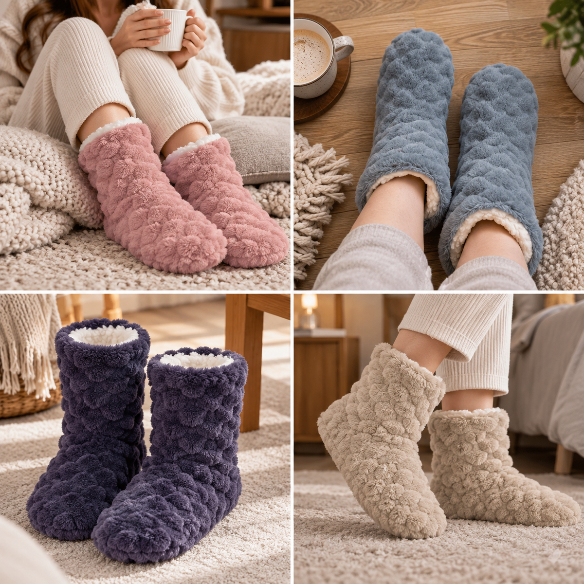Kuschelsocken Teddyfutter – Rutschfest & Warm -    Zorenza