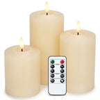 LED Kerzen 3er-Set mit Fernbedienung & Timer – Flackernd, Dimmbar -    Zorenza
