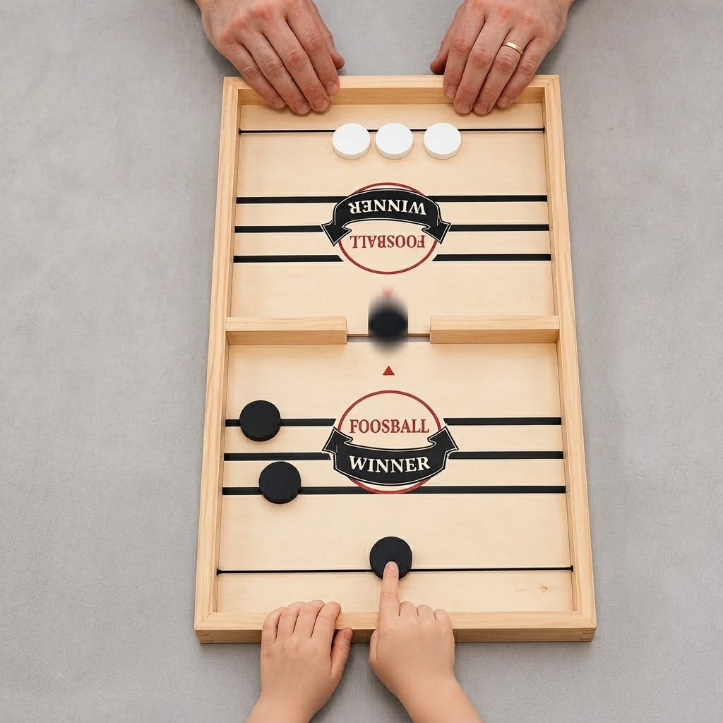 Puckspiel Holz mit Gummizug für Familienspaß -    Zorenza