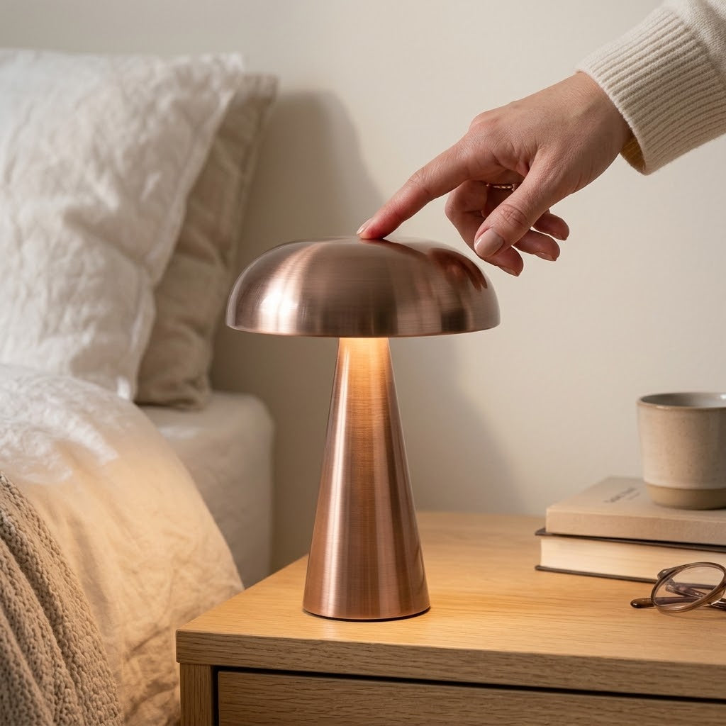 Kabellose Pilzlampe aus Metall, warmweiß 3000 K, bis zu 11 h Akku -    Zorenza