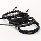 Lederarmband-Set mit Holzperlen – Mehrlagig verstellbar -    Zorenza