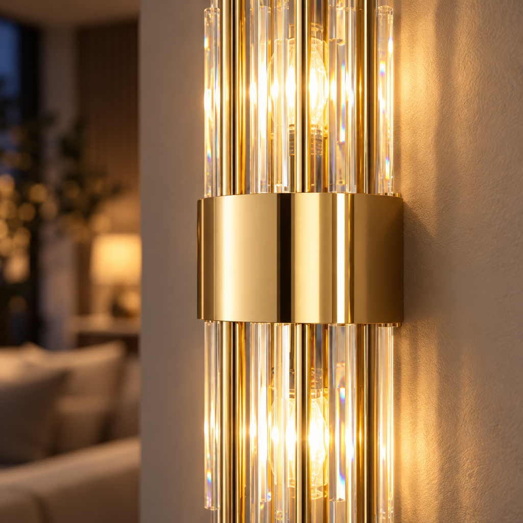 Kristall Wandlampe Edelstahl mit LED-Beleuchtung -    Zorenza
