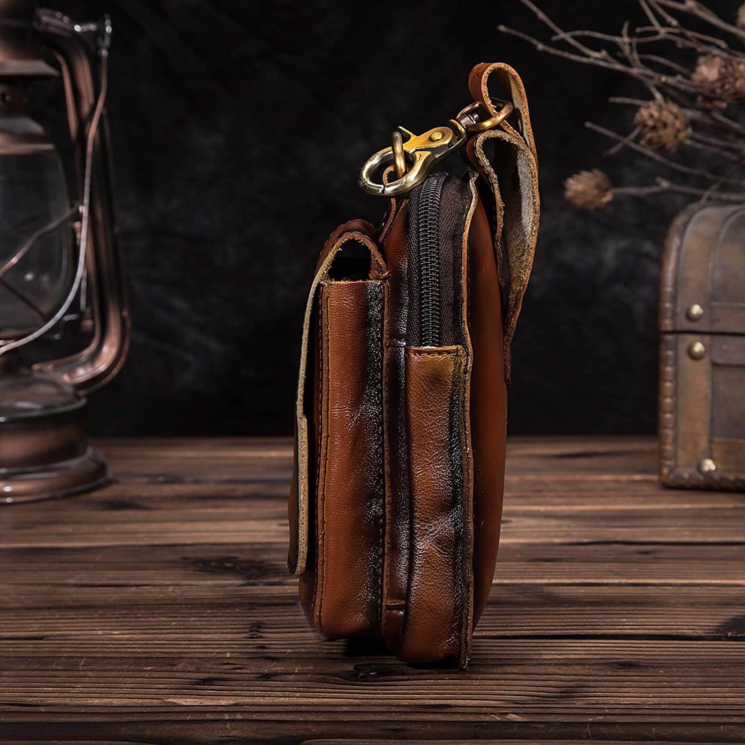 Gürteltasche Leder für Herren mit Reißverschluss -    Zorenza