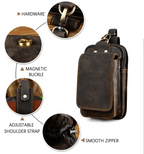 Gürteltasche Leder für Herren mit Reißverschluss -    Zorenza
