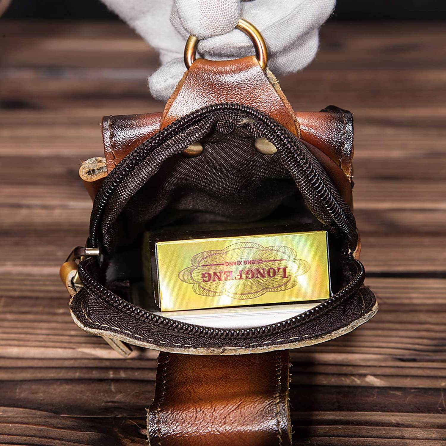 Gürteltasche Leder für Herren mit Reißverschluss -    Zorenza
