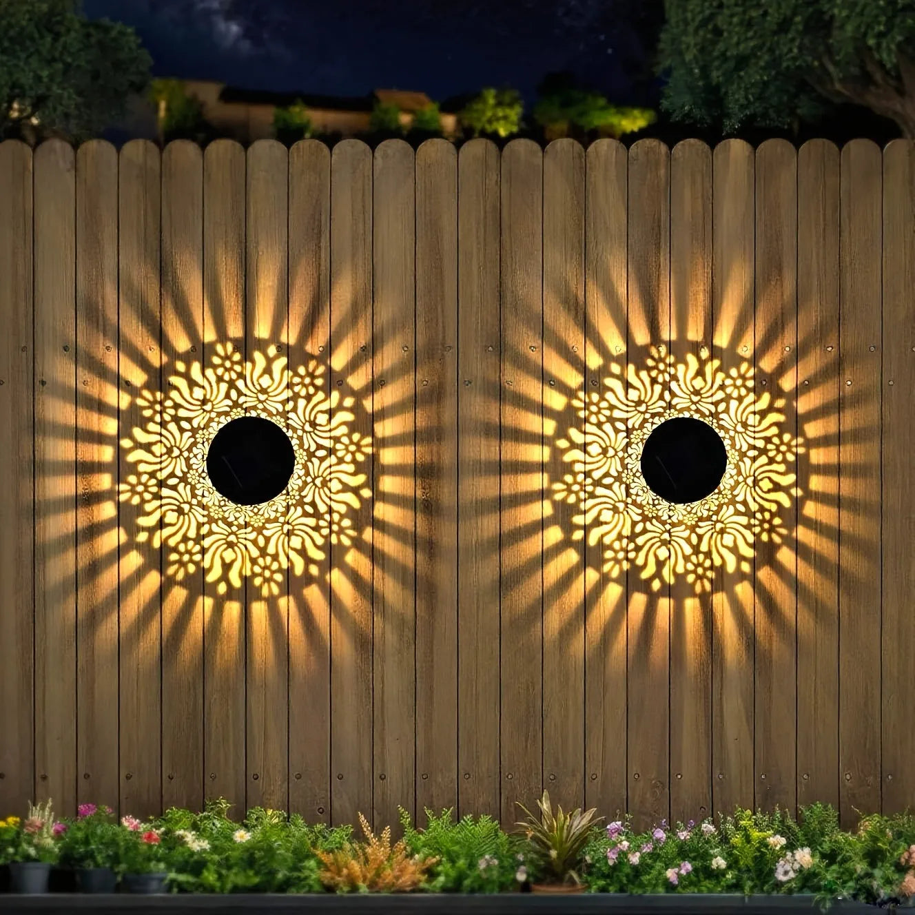 Solar-Wandleuchten Set mit Pfingstrosen-Schattenspiel Zorenza