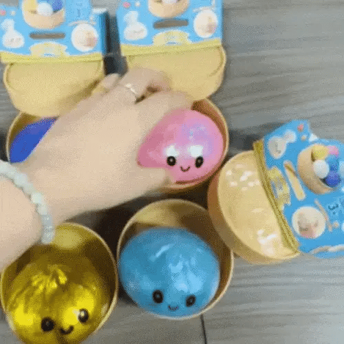 Anti-Stress-Ball Dumpling mit Glitzer — Ultraweich, Kawaii Design, 4 Farben -    Zorenza