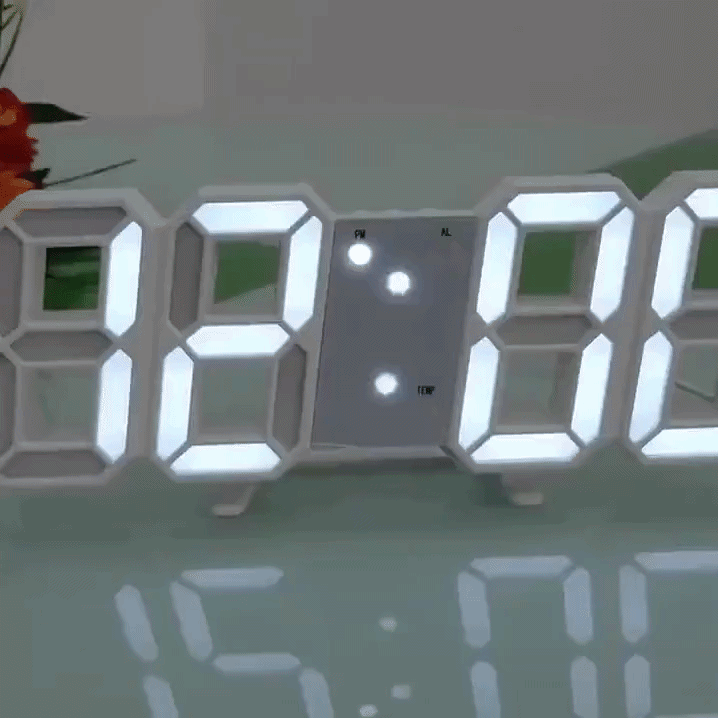 3D LED Digital-Wanduhr mit Fernbedienung & Dimmfunktion -    Zorenza