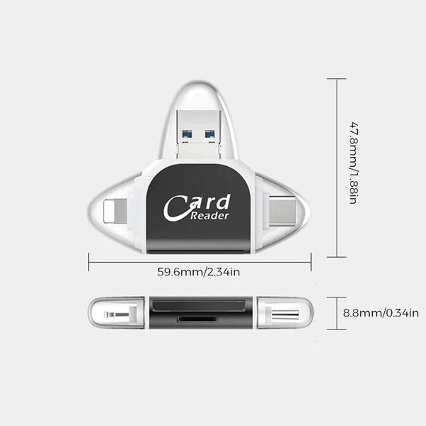 Kartenleser 4-in-1 Universal USB Lightning Micro-USB Type-C -    Zorenza