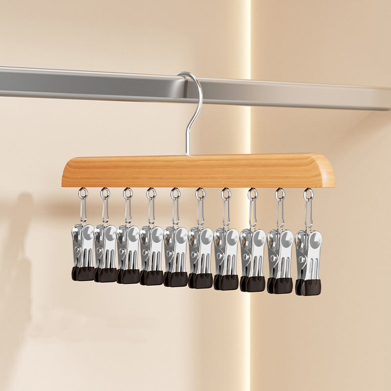 Kleiderbügel Holz drehbar mit Clips für Kleiderschrank-Organisation -    Zorenza