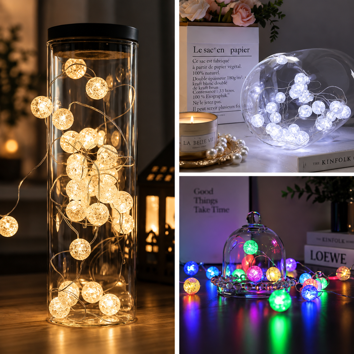 LED Lichterkette Kristallkugeln Warmweiß -    Zorenza