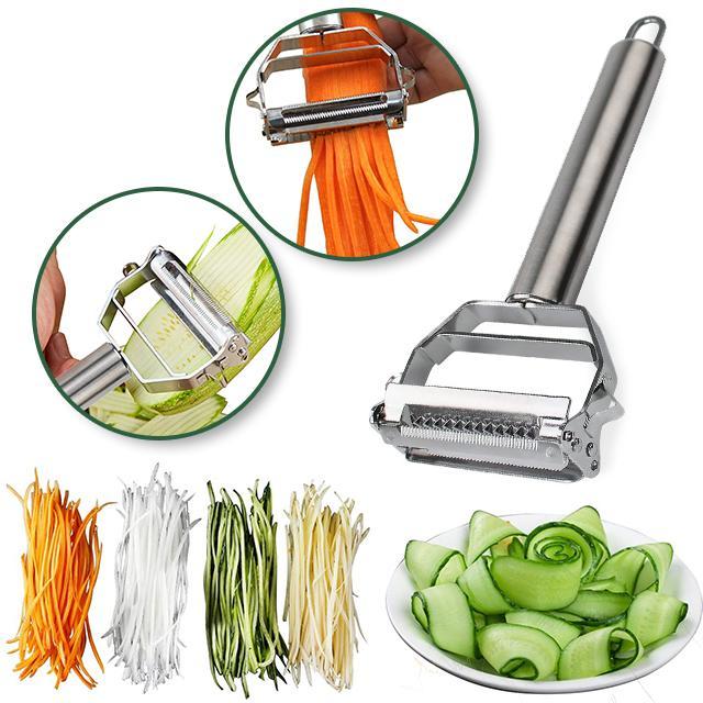 Edelstahl Gemüseschäler mit Julienne-Klinge – 2-in-1 Funktion -    Zorenza