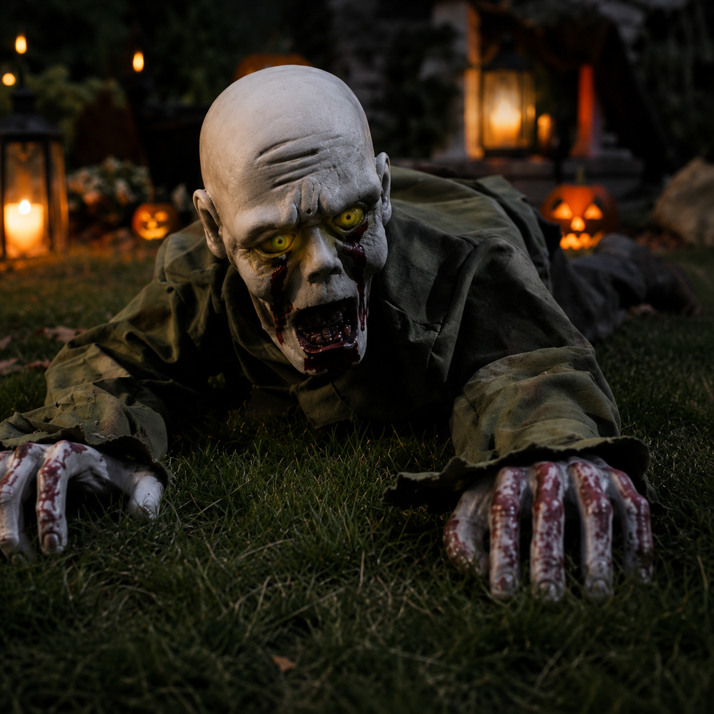 Kriechender Zombie mit Leuchtaugen und Sound – Bewegungssensor -    Zorenza