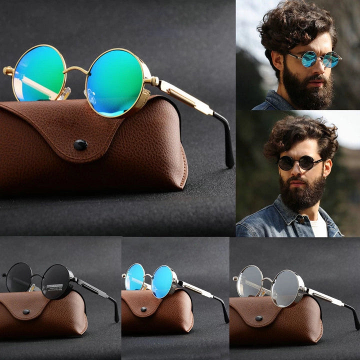 Runde Steampunk-Sonnenbrille mit Seitenschutz -    Zorenza