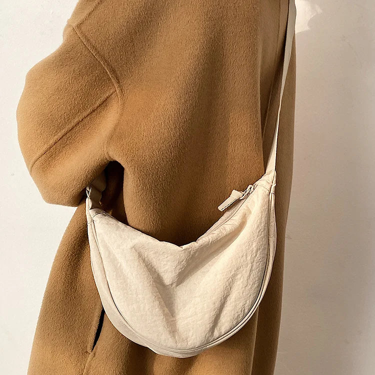 Schultertasche Stoff mit verstellbarem Gurt – Halbmond-Design -    Zorenza