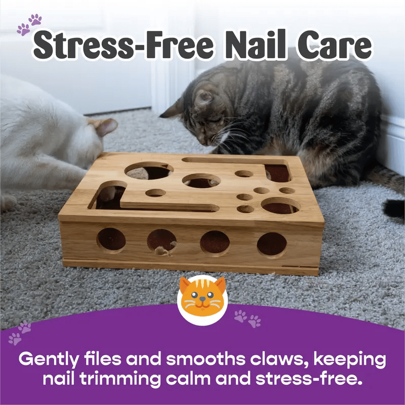 Katzen-Intelligenzspielzeug mit Nagelfeile aus Holz -    Zorenza