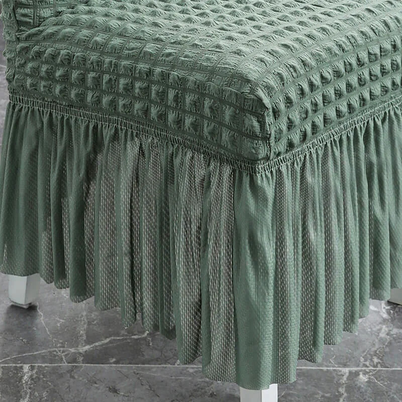 Stuhlhussen mit Rüschenvolant – Jacquard-Velours -    Zorenza