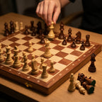 Schachspiel Holz faltbar mit Zusatzdamen -    Zorenza