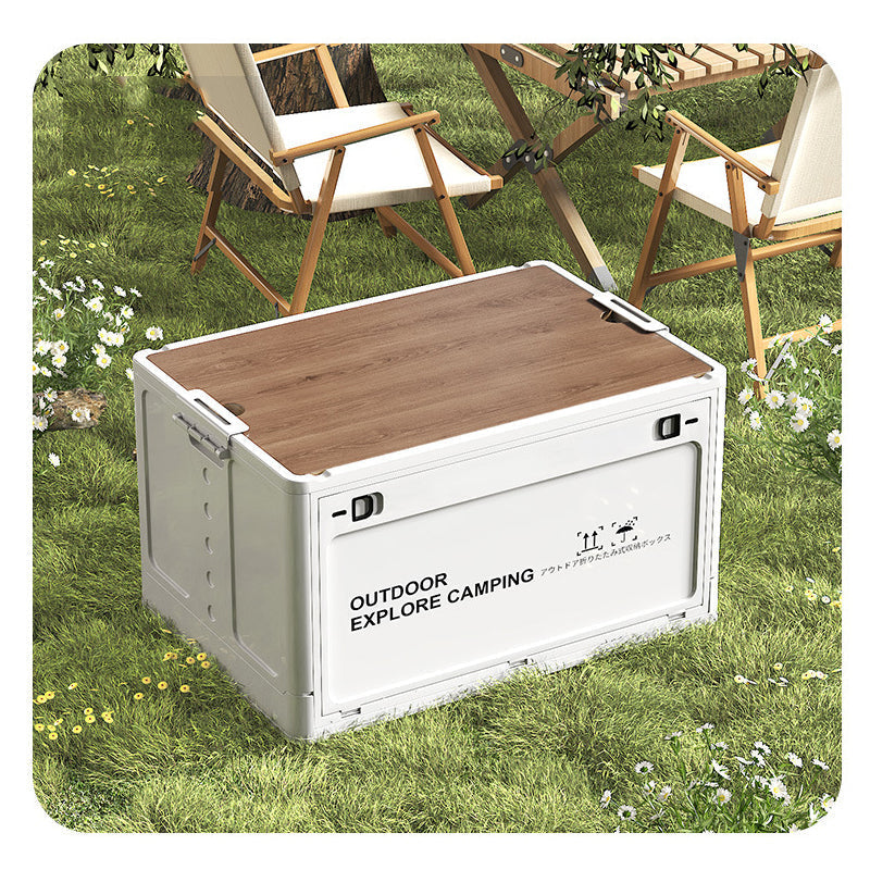 Faltbare Aufbewahrungsbox mit Holzdeckel für Camping -    Zorenza