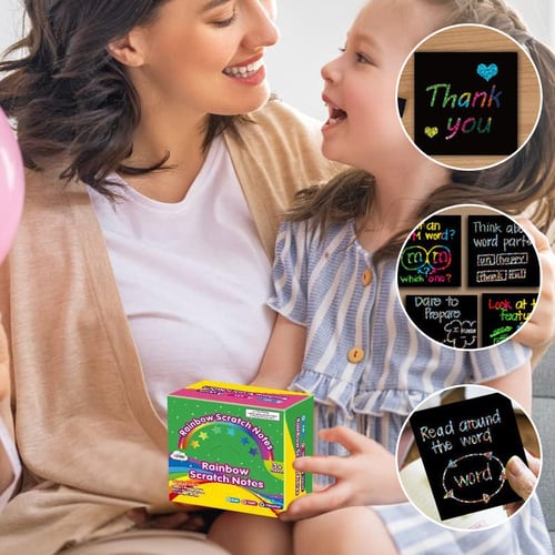 Kratzbilder Set für Kinder mit bunten Regenbogenfarben -    Zorenza