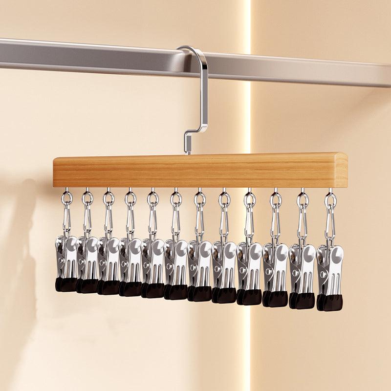 Kleiderbügel Holz drehbar mit Clips für Kleiderschrank-Organisation -    Zorenza
