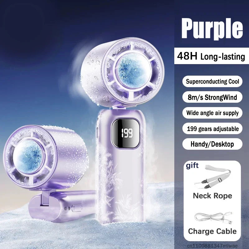 Turbo-Handventilator mit Eis-Kühlfunktion und LED-Display -    Zorenza