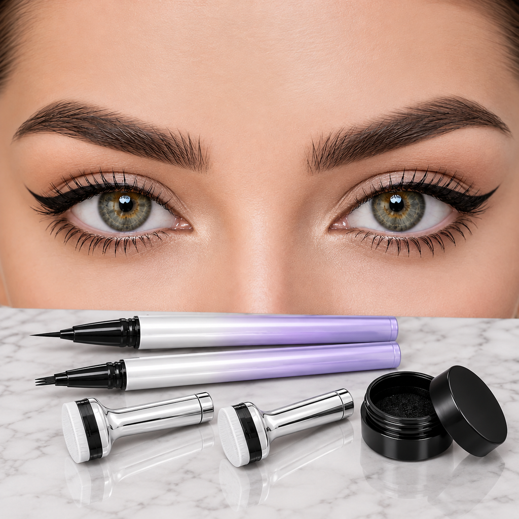 3-in-1 Augen-Make-up-Set mit Wimpernstempel für untere Wimpern, Eyeliner & Augenbrauenstift -    Zorenza