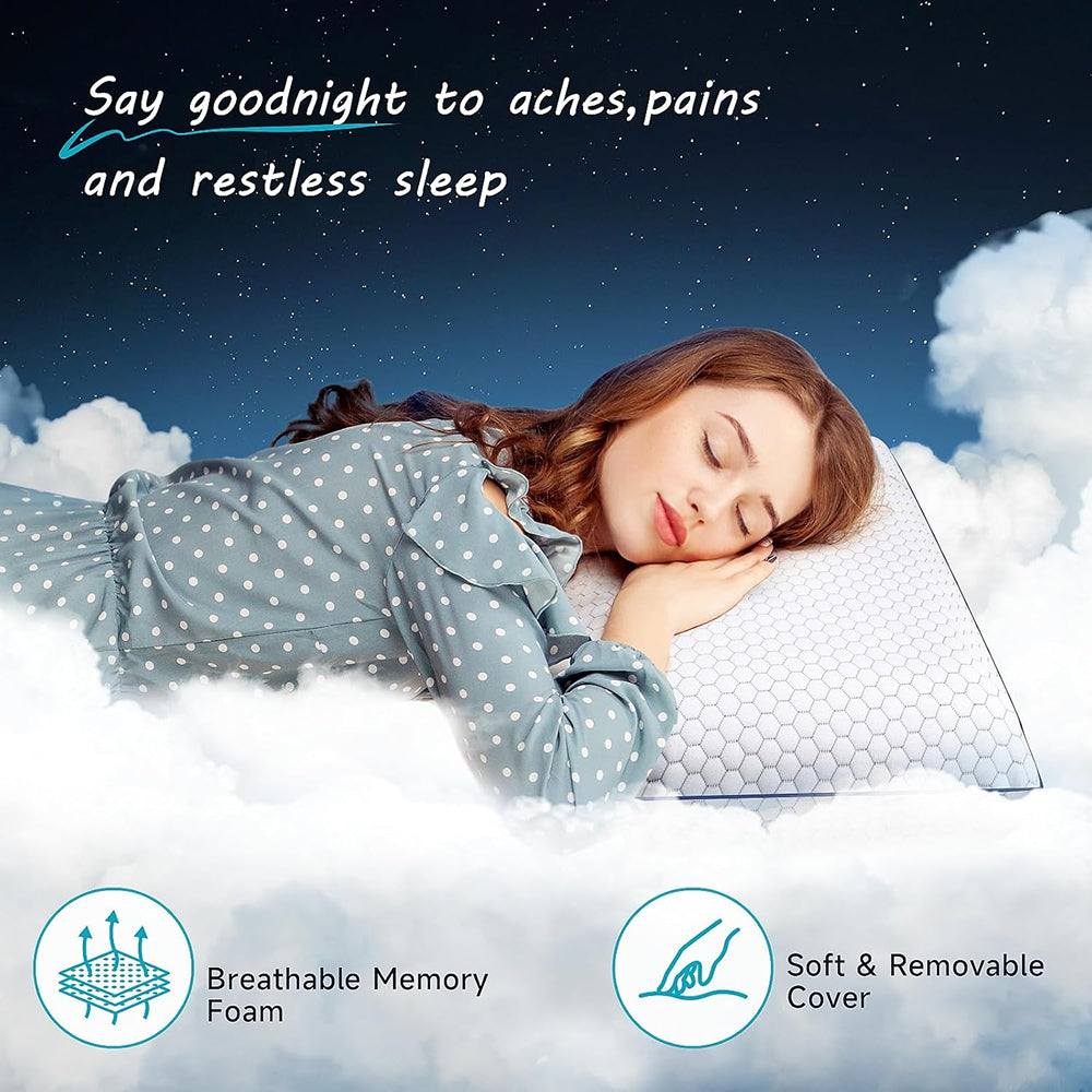 Memory-Foam-Kissen mit Kühlgel – Ergonomische Stütze für Nacken -    Zorenza