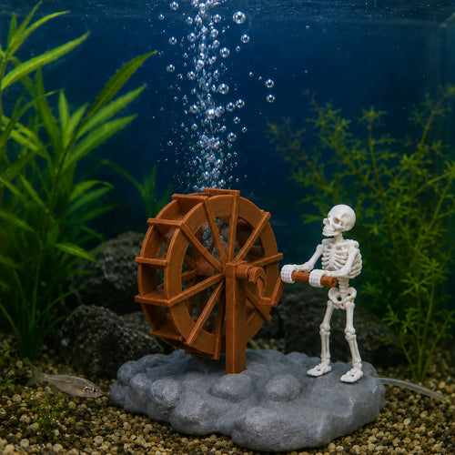 Aquarium-Dekoration Skelett mit Wasserrad und Belüftung -    Zorenza