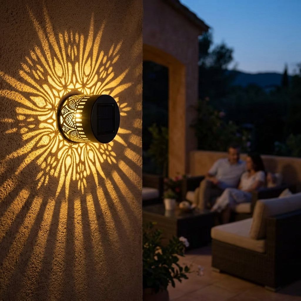 Solar-Wandleuchte mit Mandala-Schattenprojektion Zorenza