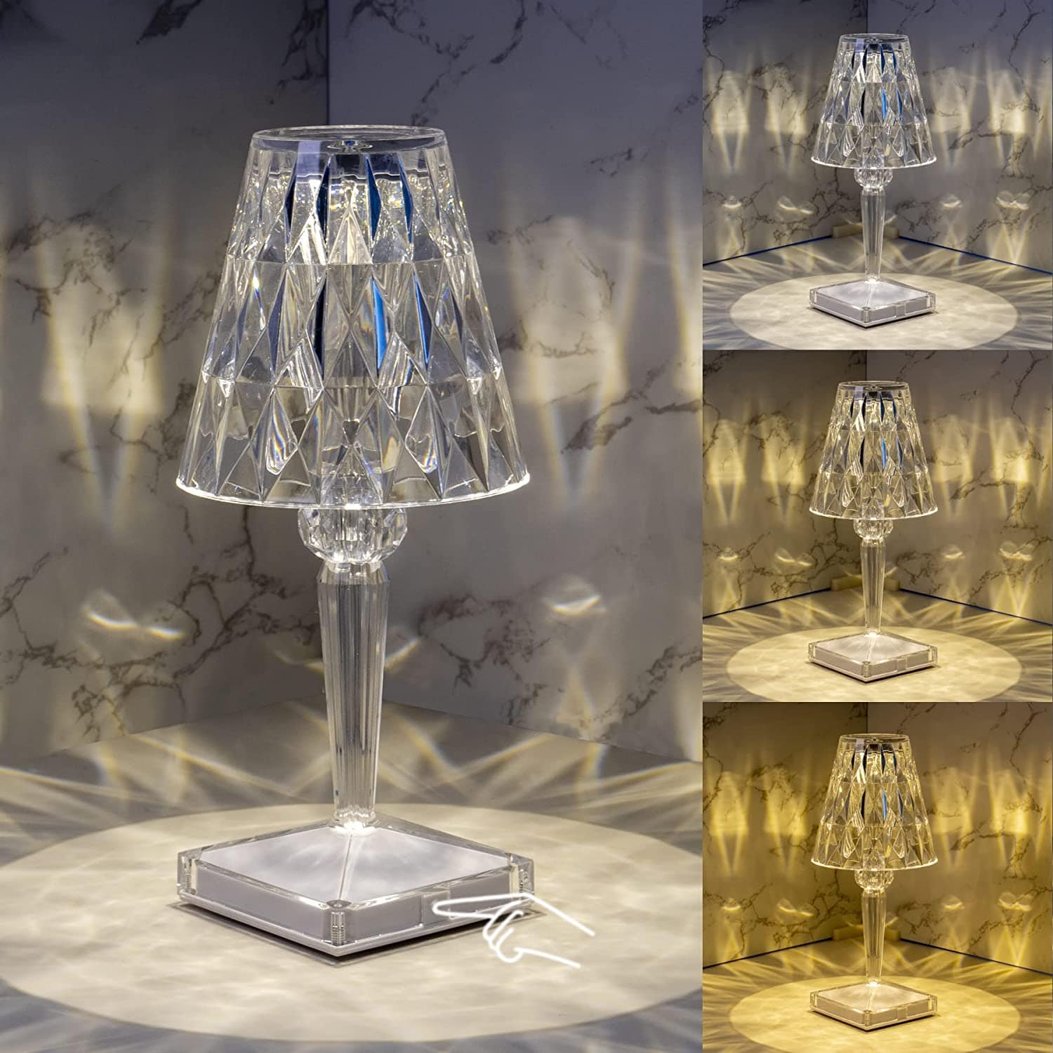 LED Tischlampe Kristall mit diamantförmigem Lampenschirm -    Zorenza