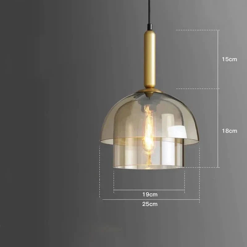 Pendelleuchte mit Doppelglas und Gold-Details -    Zorenza