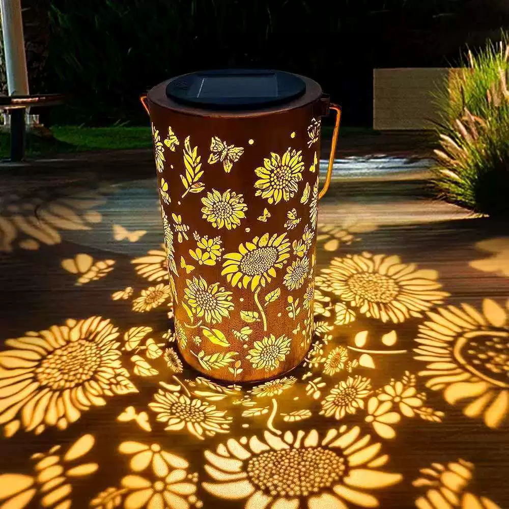 Solar-Gartenlaterne mit Blütenmuster - Warmes & buntes Licht -    Zorenza