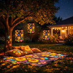 Solar-Gartenlaterne mit Blütenmuster - Warmes & buntes Licht -    Zorenza