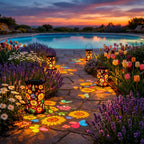 Solar-Gartenlaterne mit Blütenmuster - Warmes & buntes Licht -    Zorenza