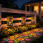 Solar-Gartenlaterne mit Blütenmuster - Warmes & buntes Licht -    Zorenza