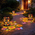 Solar-Gartenlaterne mit Blütenmuster - Warmes & buntes Licht -    Zorenza