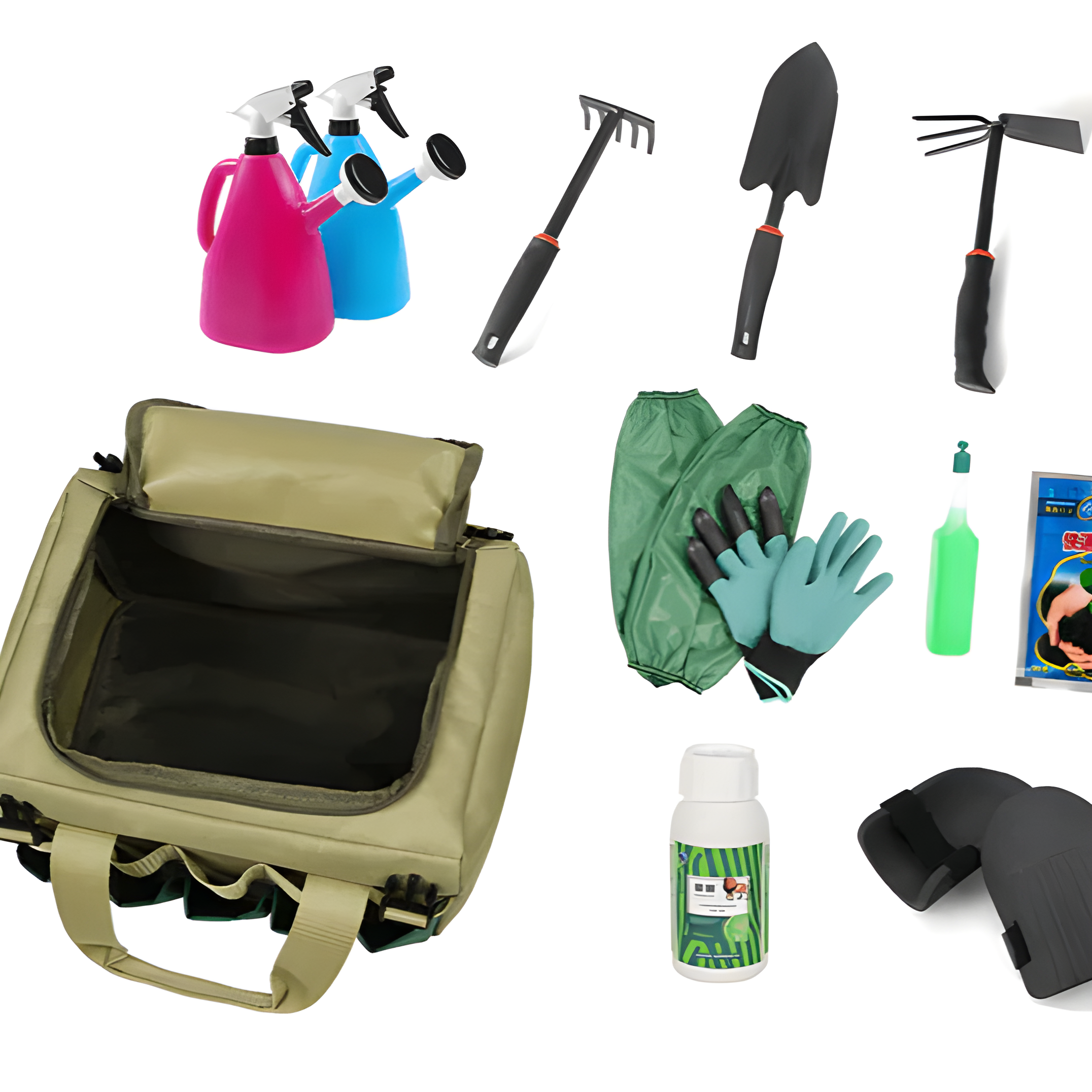 Gartenwerkzeug-Set mit Klappstuhl und Werkzeugtasche -    Zorenza
