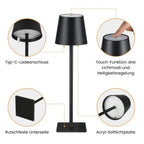 Kabellose LED-Tischlampe mit Touch-Dimmer – ohne Kabel, pure Atmosphäre Zorenza