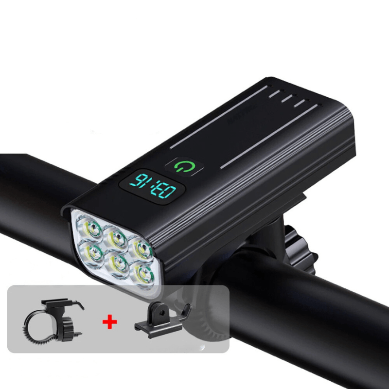 Fahrradlicht LED 5000 Lumen mit USB-C Akku und Zeitanzeige -    Zorenza