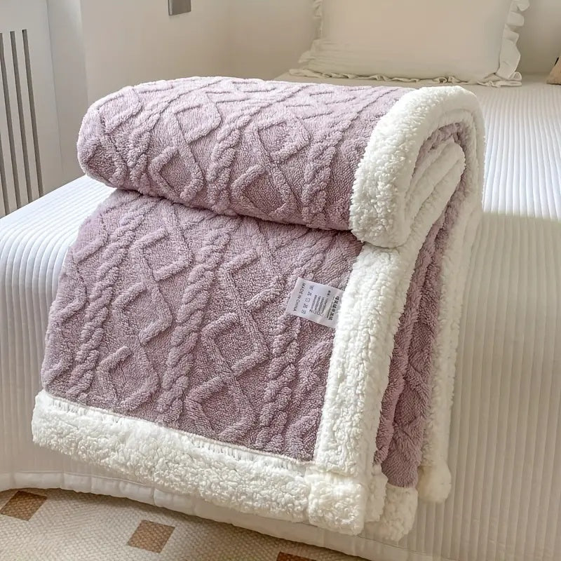 Sherpa Kuscheldecke Wendbar – Weiches Zopfmuster -    Zorenza