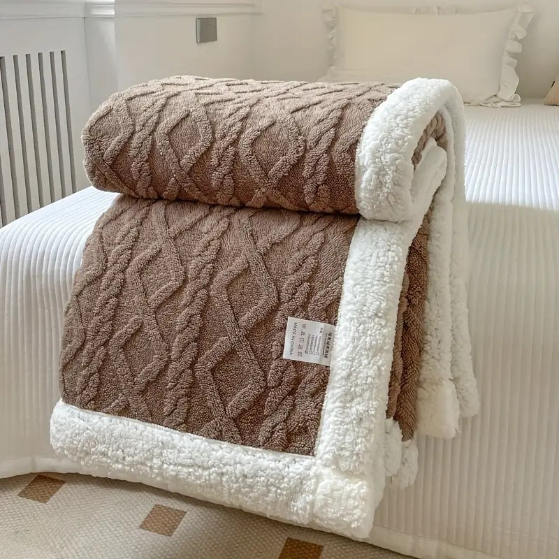Sherpa Kuscheldecke Wendbar – Weiches Zopfmuster -    Zorenza
