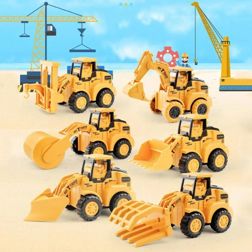 Baufahrzeug-Set aus robustem Kunststoff – 6 Fahrzeuge -    Zorenza