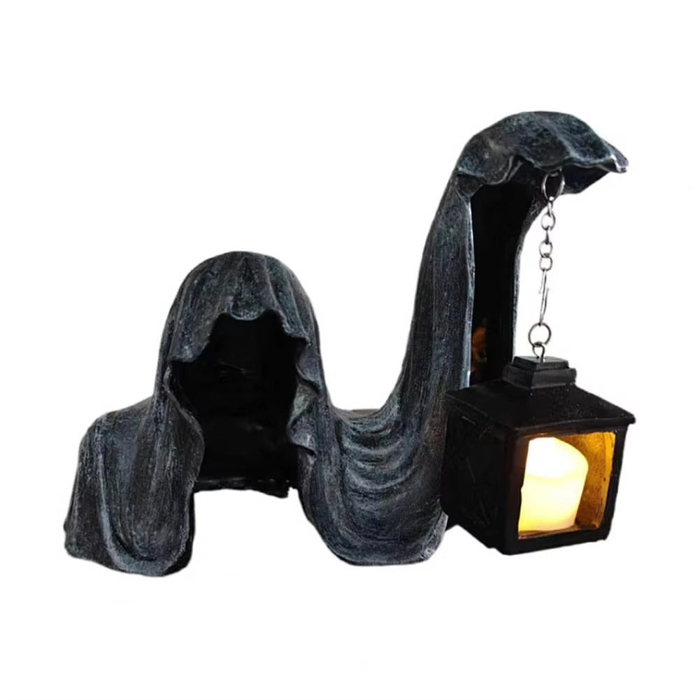 Geisterfigur mit Laterne Grau – Leuchtendes Halloween-Deko -    Zorenza