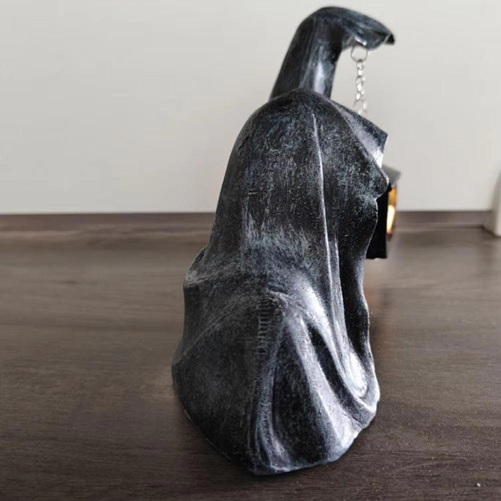Geisterfigur mit Laterne Grau – Leuchtendes Halloween-Deko -    Zorenza