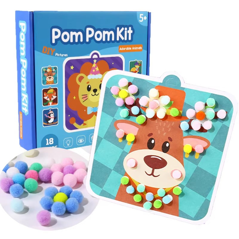 Tier-Pompon-Set für Kinder – Kreative Beschäftigung ohne Unordnung -    Zorenza
