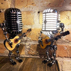 Vintage Mikrofon-Tischlampe mit Gitarre – Retro Musikerlampe -    Zorenza