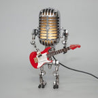 Vintage Mikrofon-Tischlampe mit Gitarre – Retro Musikerlampe -    Zorenza