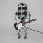 Vintage Mikrofon-Tischlampe mit Gitarre – Retro Musikerlampe -    Zorenza